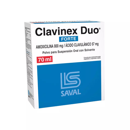 Clavinex Duo Forte Amoxicilina/Acido Clavulanico Suspension Oral 70 ml