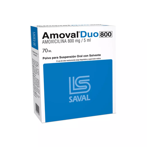 Amoval Duo Amoxicilina 800mg/5ml Suspensión Oral 70 ml