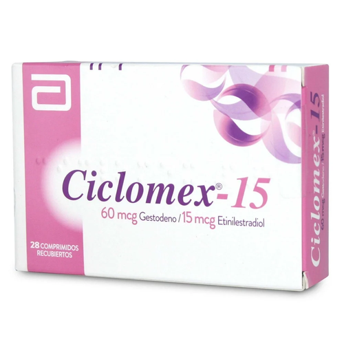 Ciclomex-15 Etinilestradiol/Gestodeno 0.015mg/0.06mg 28 Comprimidos Recubiertos