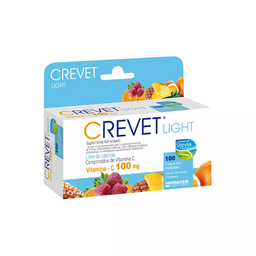 Crevet Light Acido Ascorbico Vitamina C 100 mg 100 Comprimidos Masticable