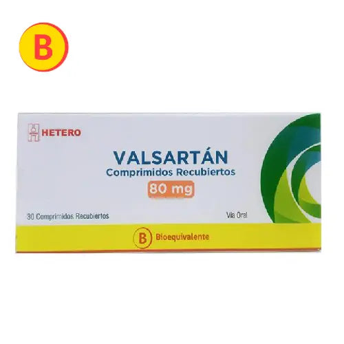 Valsartán 80 mg 30 Comprimidos Recubiertos