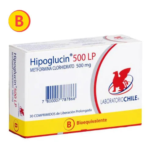 Hipoglucin 500 LP Metformina 500 mg 30 Comprimidos Liberacion Prolongada