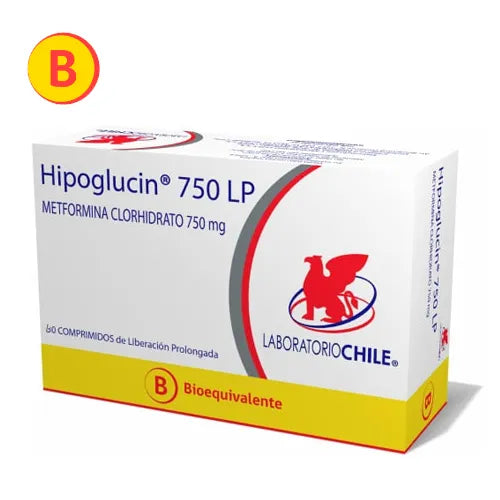 Hipoglucin LP Metformina 750 mg 60 Comprimidos Liberacion Prolongada