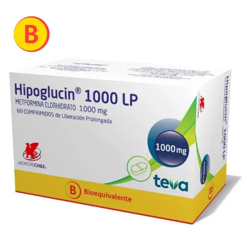 Hipoglucin LP Metformina 1000 mg 60 Comprimidos Liberacion Prolongada