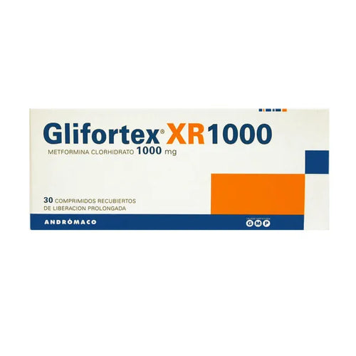 Glifortex XR Metformina 1000 mg 30 Comprimidos Liberacion Prolongada