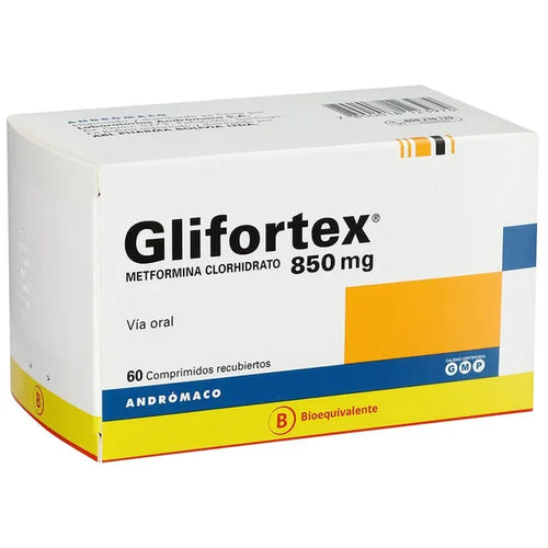 Glifortex Metformina 850 mg 60 Comprimidos Recubiertos