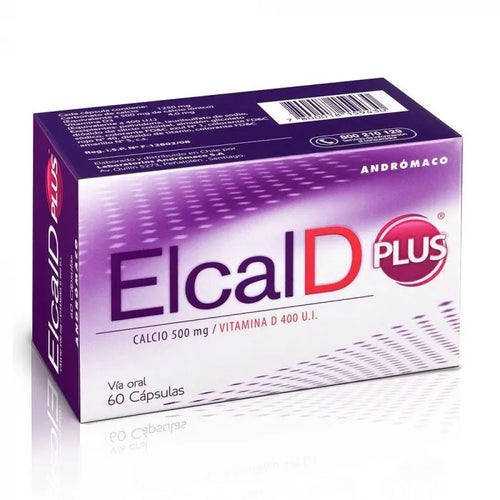 Elcal D Plus Calcio/Vitamina D3 500mg/400UI 60 Capsulas
