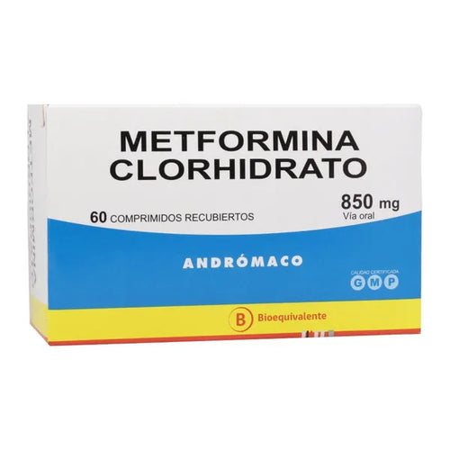 Metformina Clorhidrato 850mg 60 Comprimidos Recubiertos