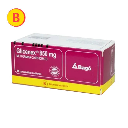 Glicenex Metformina 850 mg 30 Comprimidos Recubiertos