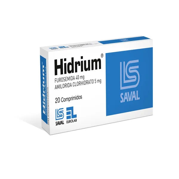 Hidrium Furosemida/Amilorida 40mg/5mg 20 Comprimidos