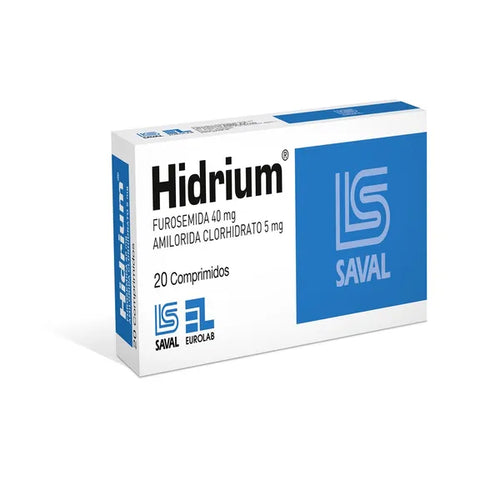 Hidrium Furosemida/Amilorida 40mg/5mg 20 Comprimidos