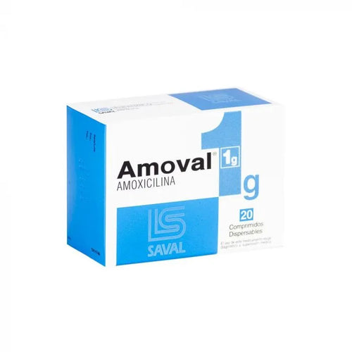 Amoval Amoxicilina 1 g 20 Comprimidos Dispersables