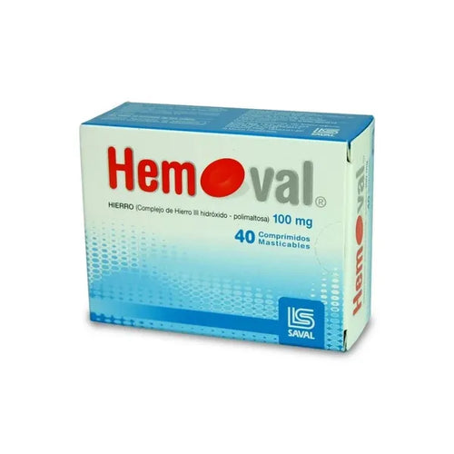 Hemoval Hierro 100 mg 40 Comprimidos Masticables