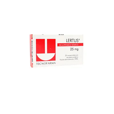 Lertus Diclofenaco Sodico 25 mg 20 Comprimidos Recubiertos