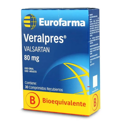 Veralpres Valsartan 80 mg 30 Comprimidos Recubiertos